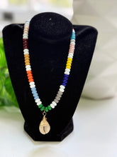 Load image into Gallery viewer, Rainbow Seed Bead Cowrie Shell Necklace – Handmade Glass Bead Boho Necklace