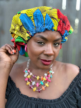 Load image into Gallery viewer, Yoder Ankara Satin Lined Bonnet
