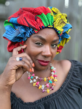 Load image into Gallery viewer, Yoder Ankara Satin Lined Bonnet
