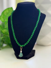 Load image into Gallery viewer, Emerald Green Glass Bead Necklace with Heart Pendant | Handmade Beaded Necklace with Magnetic Clasp
