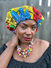Load image into Gallery viewer, Yoder Ankara Satin Lined Bonnet
