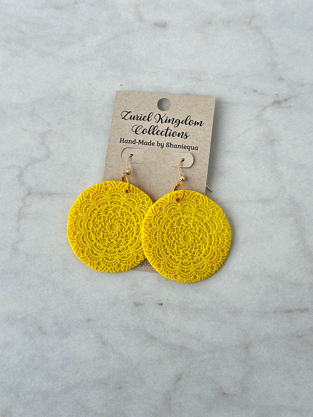 Mandala Fish Hook Statement Earring